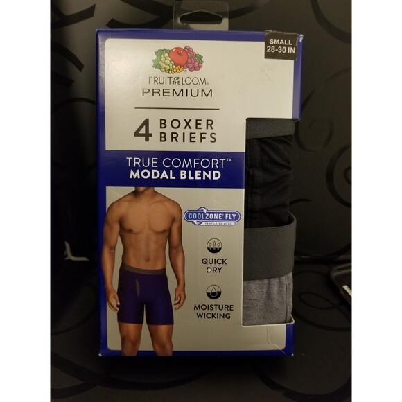 Fruit of the Loom Men's Premium Coolzone True Comfort Boxer Briefs 4-Pack/Small - Picture 1 of 3